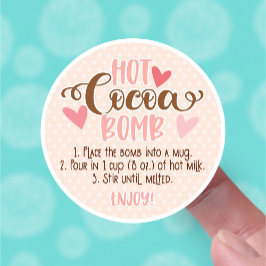 Pegatina Instrucciones de Valentines Rubor Pink Hot Cocoa B