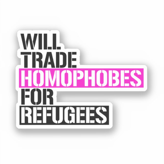 Pegatina Intercambiar Homófobos por Refugiados (Anverso)