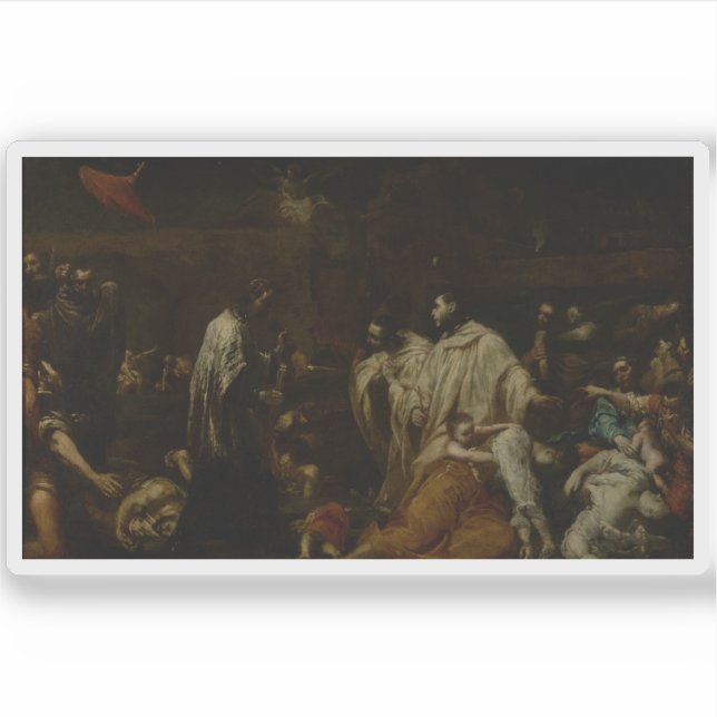 Pegatina Intercesión por la cesación de la peste de Siena (Anverso)