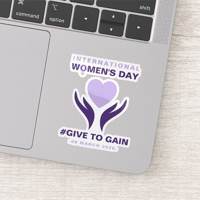 Pegatina International Women's Day Give To Gain 2026 (Detalle)