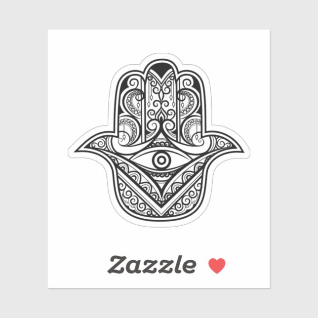 Pegatina Intricate Hamsa Hand Evil Eye Vinyl Sticker (Hoja)