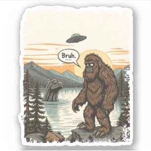 Pegatina Introvertido Divertido Bigfoot Sasquatch Loch Ness