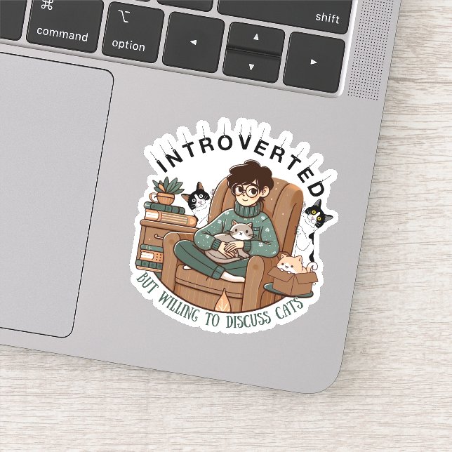 Pegatina introvertido pero dispuesto a discutir gatos (Detalle)