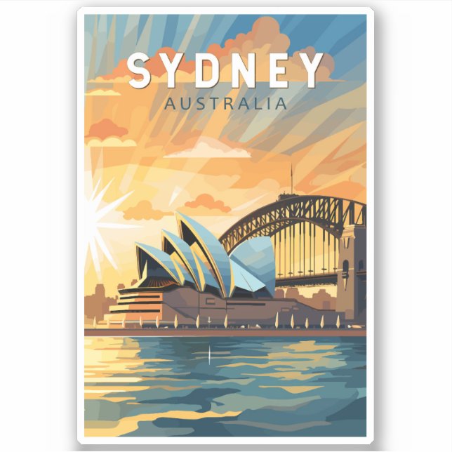 Pegatina Invitación de arte de viajes de Australia en Sydne (Anverso)