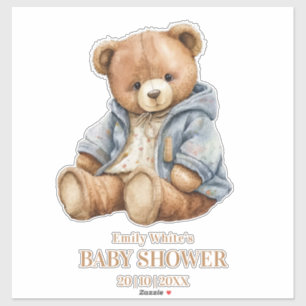 Pegatina Invitación de Baby Shower de Osito Can Bearly Wait