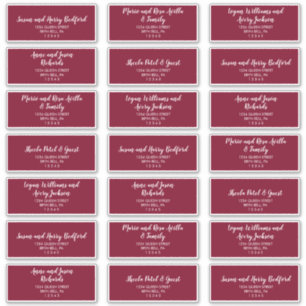 Pegatina Invitado Boda de Winter Greenery Burgundy