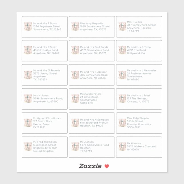 Pegatina Invitados del Boda de direcciones de nombre indivi (Hoja)