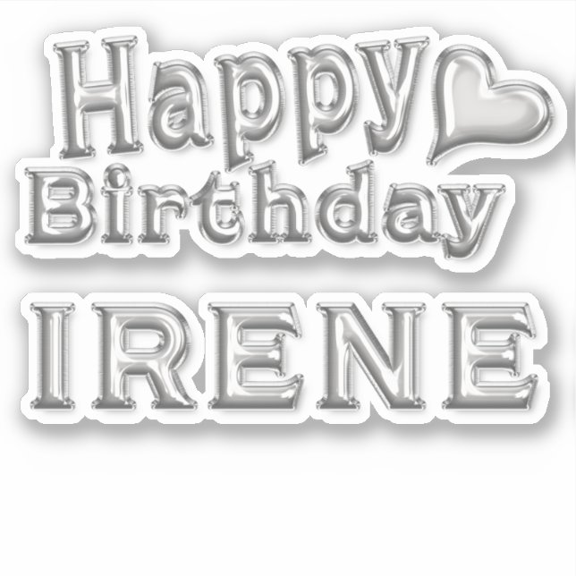Pegatina Irene Happy Birthday silver Aufkleber Sticker (Anverso)