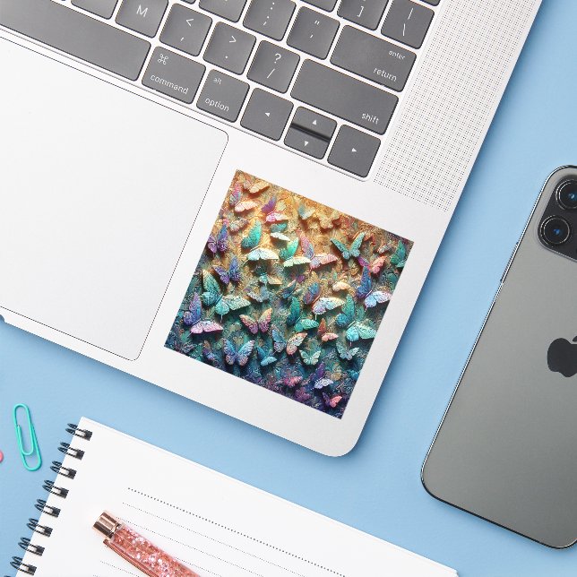 Pegatina Iridescent Butterfly Garden (Ordenado portátil con iPhone)