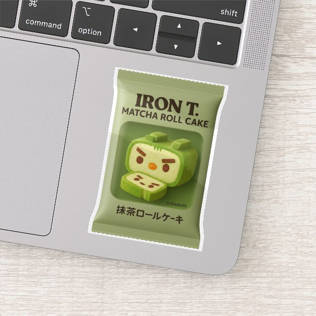 Pegatina Iron T. Matcha Roll Cake: Japanese Snack Art (Detalle)