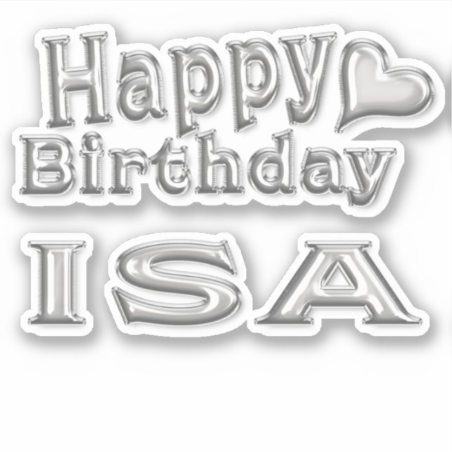 Pegatina Isa Happy Birthday silver Aufkleber Sticker (Anverso)