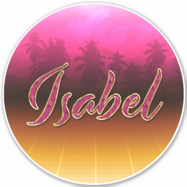 Pegatina Isabel Vorname Name golden pink Aufkleber Sticker (Anverso)