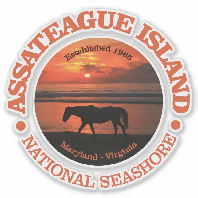 Pegatina Isla de Assateague Mar Nacional (Anverso)