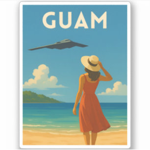 Pegatina Isla de Guam Playa Vintage Retro Costera