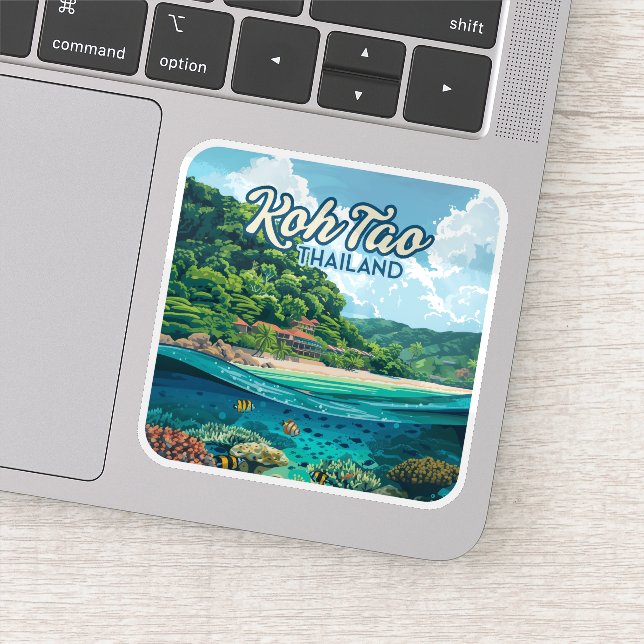 Pegatina Isla de submarinismo Koh Tao Tailandia Asia (Detalle)