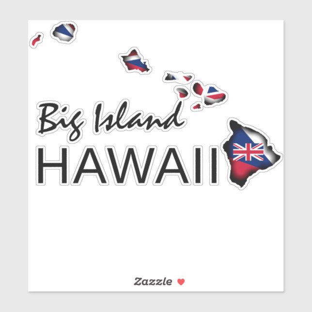 Pegatina ISLA GRANDE - ISLAS HAWAII Bandera HI BLK (Hoja)