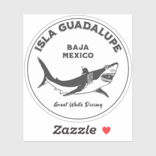 Pegatina Isla Guadalupe Gran Tiburón Blanco v2 Buceo