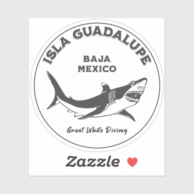 Pegatina Isla Guadalupe Gran Tiburón Blanco v2 Buceo (Hoja)