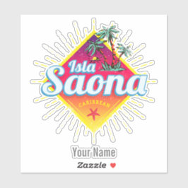 Pegatina Isla Saona Caribe República Dominicana Retro
