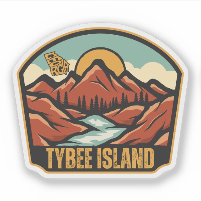 Pegatina Isla Tybee, Georgia (Anverso)