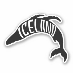 Pegatina Islandia, esquema de ballenas - Viajes de Islandia
