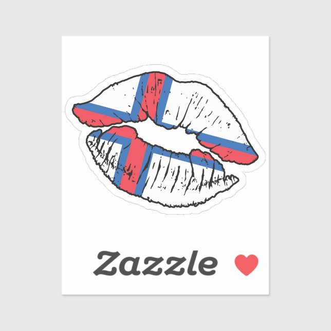 Pegatina Islas Feroe Faroe Bandera de amor de pintalabios (Hoja)