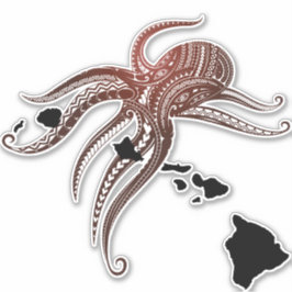 PEGATINA ISLAS HAWAII DE LA TRIBAL POLINESIA DE OCTOPUS
