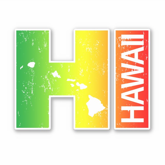 Pegatina Islas HI de Rasta Hawaii (Anverso)