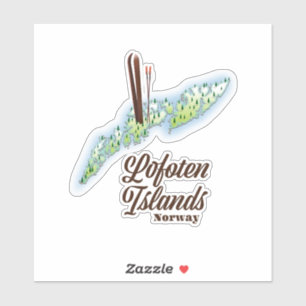 Pegatina Islas Lofoten, poster de esquí de Noruega.