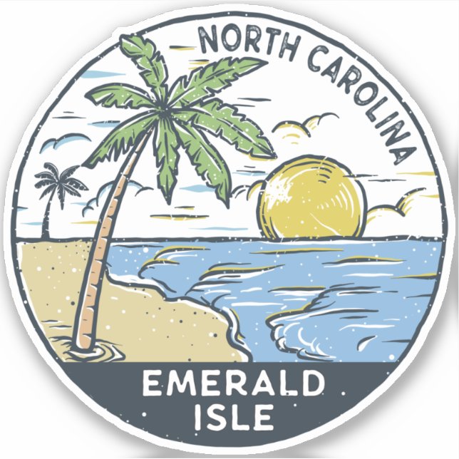 Pegatina Isle Esmeralda North Carolina Vintage (Anverso)