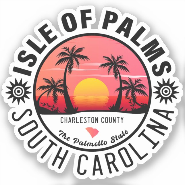 Pegatina Isle of Palms SC Retro Sunset Souvenirs 60 (Anverso)