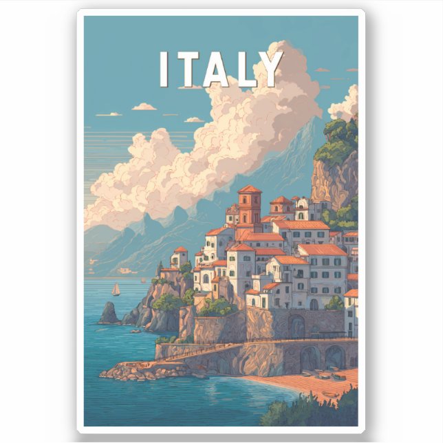 Pegatina Italy Illustration Travel Art Vintage (Anverso)
