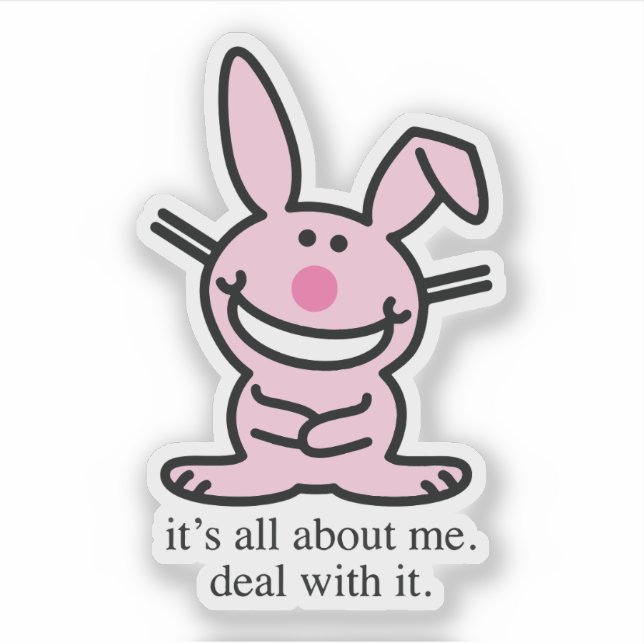 Pegatina It's all about me deal with it funny bunny Mug (Anverso)