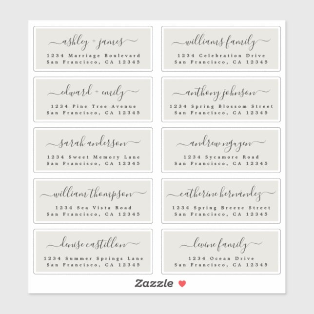 Pegatina Ivory Wedding Guest Address Labels (Hoja)