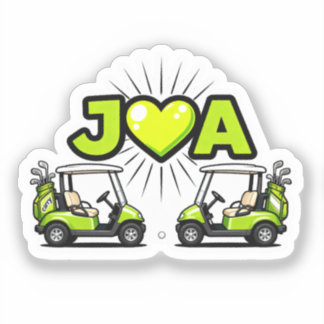 Pegatina J Heart A Cute Golf Cart Couple's Monogram Sticker