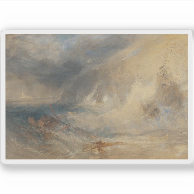 Pegatina J. M. W. Turner - Faro de Longships, Land's End (Anverso)