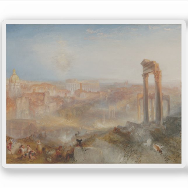 Pegatina J. M. W. Turner - Roma moderna - Campo Vaccino (Anverso)