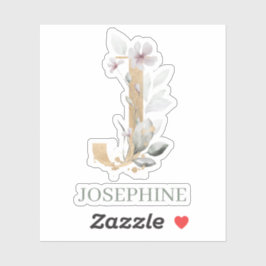 Pegatina J Monograma Floral Personalizado