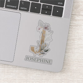 Pegatina J Monograma Floral Personalizado