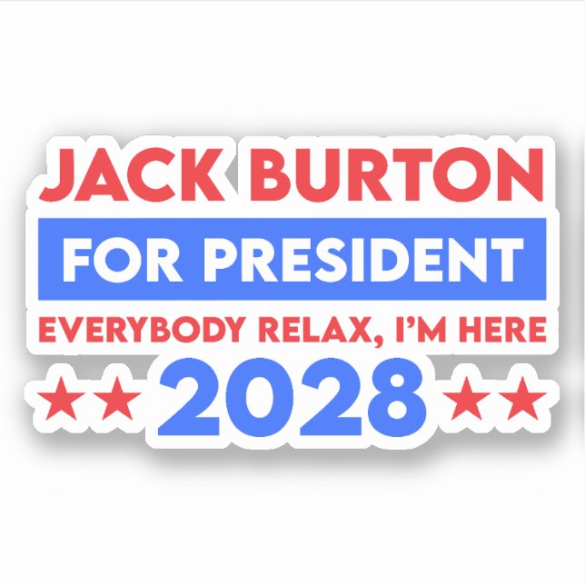Pegatina Jack Burton para la presidencia 2028 (Anverso)