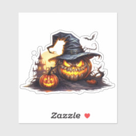 Pegatina jack-o'-lantern antropomórfico