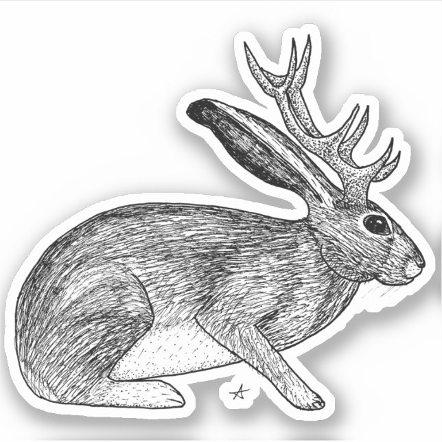Pegatina Jackalope (Anverso)