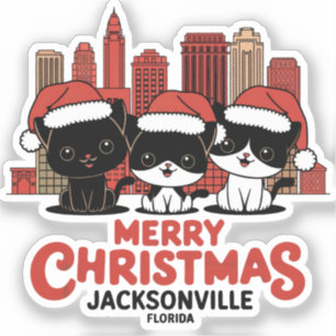 Pegatina Jacksonville City Florida Feliz Navidad Cats Estad