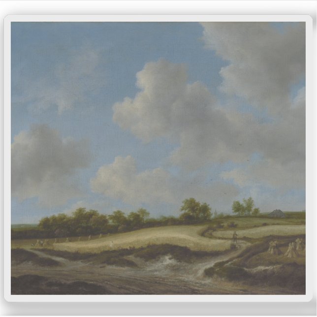 Pegatina Jacob van Ruisdael - Paisaje con un campo de rueda (Anverso)