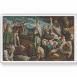 Pegatina Jacopo Bassano - El milagro de los codornices