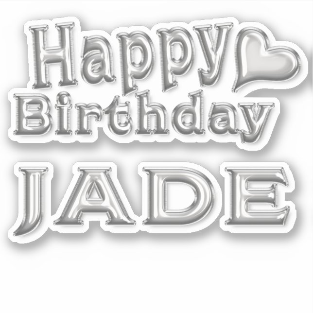 Pegatina Jade Happy Birthday silver Aufkleber Sticker (Anverso)
