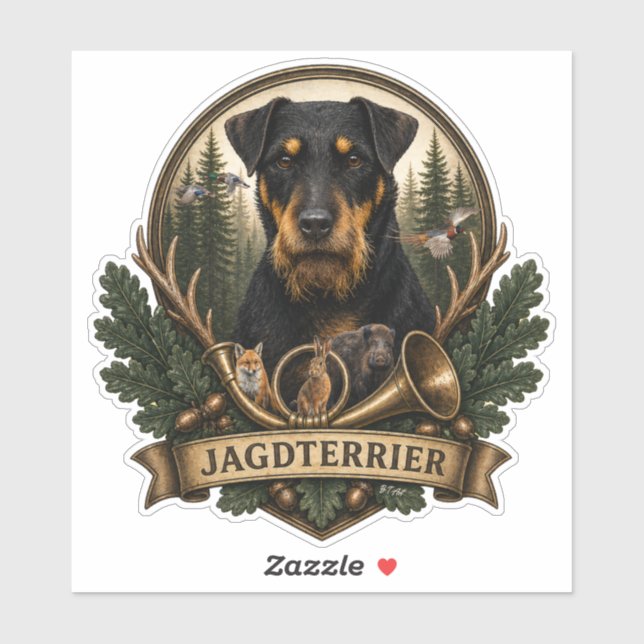 Pegatina Jagdterrier ,  Logotipo de caza (Hoja)