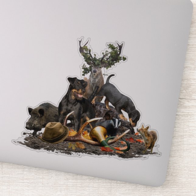 Pegatina Jagdterrier, un miedo de caza alemán (Detalle)