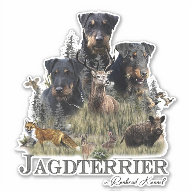 Pegatina Jagdterriers c. Renbrad Kennel (Anverso)