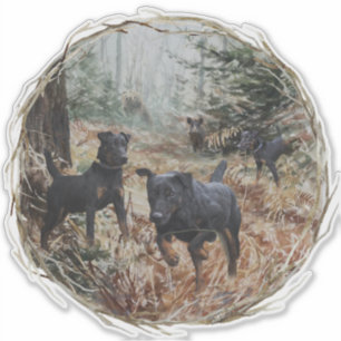 Pegatina Jagdterriers, perros de caza.